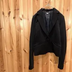 【Q luxe】テーラードジャケット　シングル　綺麗め　オフィス　ブラック　黒色