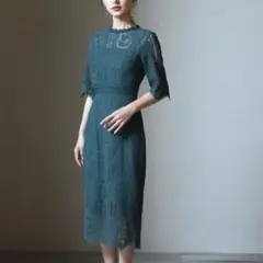 DRESS PLUS 半袖ワンピース M ダークグリーン レディースオケージョン
