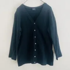 【ユニクロ】8分袖　黒　Vネック　カーディガン　綿　ストレッチ　タイト