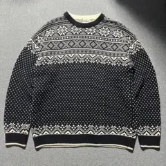 90s 00s LLbeen ノルディック 総柄 コットン ニット セーター