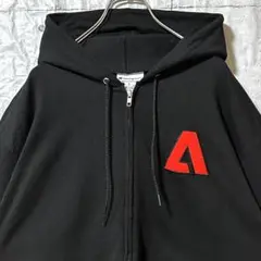 古着 チャンピオン ジップパーカー スウェット 刺繍 企業ロゴ L 入手困難