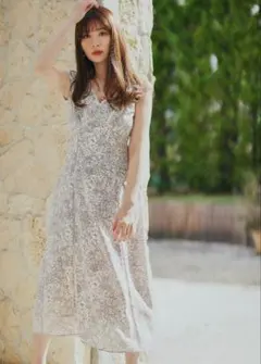 Her lip to Lace Trimmed Floral Dress