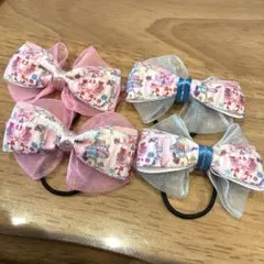 ピンク、水色　カラフルリボンヘアゴム