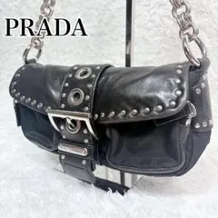 極美品 PRADA チェーンバッグ スタッズ レザー 日本未発売　ワンショルダー