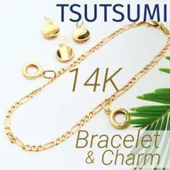 即日発送【14KYG】フィガロチェーン ブレスレットチャーム付／TSUTSUMIのサムネイル