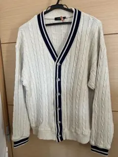 SHIPS アイボリー ケーブル編み カーディガン M