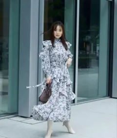 SNIDEL フリルプリーツオーバーワンピース