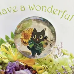 ハンドメイド レジン ブローチ 黒猫② - メルカリ