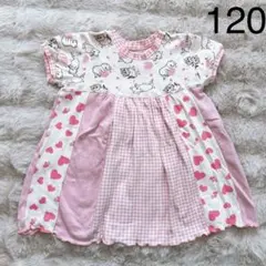 未使用 ハンドメイドキッズ服 ピンク ネコ チュニック 120 ラブリー