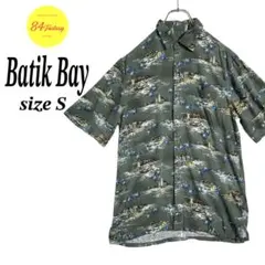 Batik Bay　総柄シャツ　アロハ　かりゆしウェア　テロ感　カーキ　サイズS