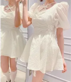 Lillilly《pain》サイドハートジャガードチュニックワンピースのサムネイル