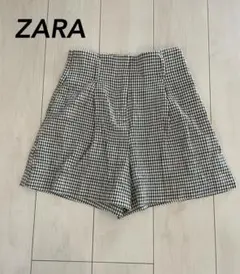 ZARA チェック柄 ハイウエストショートパンツ