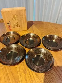 極上 純錫 茶器揃(茶筒1 茶托5) 極上 純錫 茶器揃(茶筒1 茶托5)