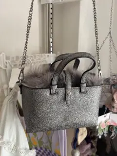 く*み様 DIANA シルバー ファー付きショルダーバッグ