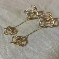 ワイヤー編み ロングイヤリング　ネジバネ式