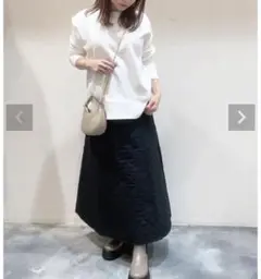 ラッピンナイン　切替ストレッチカットソー　ホワイト