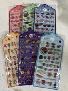 食べ物　3Dシール 6枚セット　アイス　お寿司