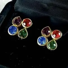 希少★イヴサンローラン ビンテージ カラーストーン イヤリング ゴールド YSL