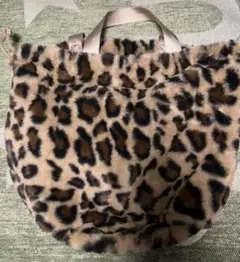 ヒョウ柄ファー ハンドバッグ