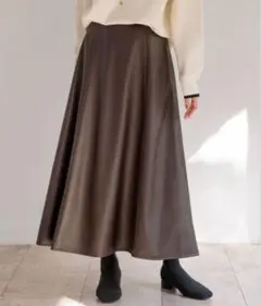 グローバルワーク　ブラウン ロングスカート 合成皮革