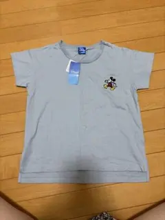 Disney ミッキーマウス 刺繍 Tシャツ ライトブルーのサムネイル