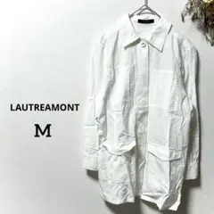 ロートレアモン サファリシャツジャケット ホワイト キュプラ混 ミリタリー M