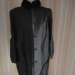 牛革ブラックレザー ファー付きロングコート