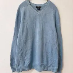 Lands' End ライトブルー Vネックニット 1X