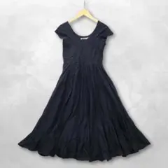 ミュウミュウ ワンピース アシメ 花模様レース シルク100% タグ付き 黒