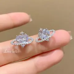 No.296A ハート惑星キラキラミニピアス 韓国 量産型 地雷 春夏