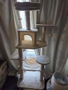 木製多層キャットタワー ラウンドベッド付き 木製多層キャットタワー ラウンドベッド付き - メルカリ