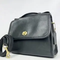 COACH ショルダー 2way ハンドバッグ ターンロック レザー グレー