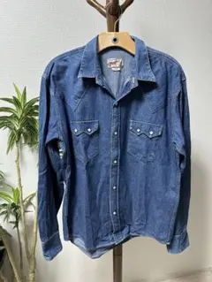 ウエスタン デニムシャツ L インディゴ スナップボタン 古着