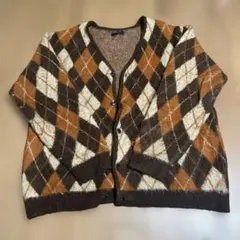 BACK NUMBER 長袖 アーガイルカーディガン XL