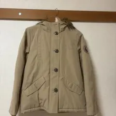 ベージュ フード付き ダウンコート Lサイズ