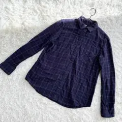 ユニクロ　フランネルシャツ　チェック柄　コットン　起毛　カジュアル　（M）