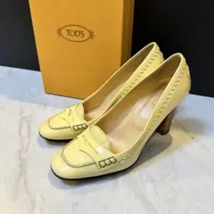 TOD'S トッズ エナメル パンプス ローファー イエロー 箱付き 37½のサムネイル