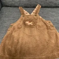 ブラウンコーデュロイオーバーオール 犬刺繍付き