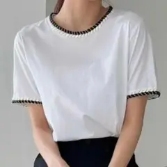［即日］ラウンドネック 白T カジュアルカットソー 無地 高見え zara