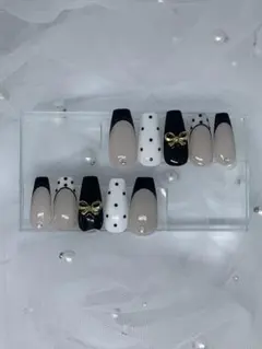 No.20フレンチガーリー、リボン、ドットNail