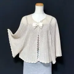 【ナイガイ・イムMALIANI】リボン付きニットカーディガン*ボレロ風