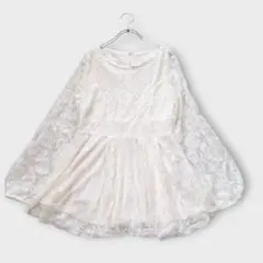 グレイル ロング丈ブラウス チュニック 花柄レース シアー 裏地付き ストレッチ