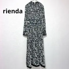 リエンダ 花柄 パイピングデザイン プリーツワンピース モノトーン