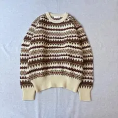 vintage ノルディック柄 ニット ブラウン レトロ 古着 アンティーク