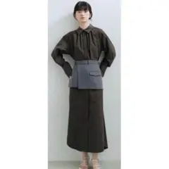 美品　ADAM ET ROPE シャツワンピース　ミニスカート付き　ダークカーキ