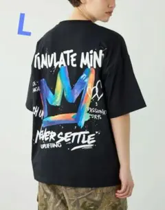 新作レインボーインクプリントTシャツ　黒　L　UNISEXのサムネイル