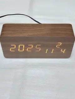 アイリスオーヤマICW-01WH-T デジタル置き時計 ウッド調 2021年製