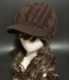 韓国 裏地付き ニット帽 つば付き 新品 ゴルフ 韓国ファッション ⑨-2