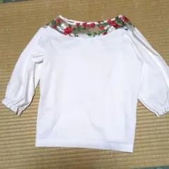 Radar 花柄刺繍 七分袖トップス M