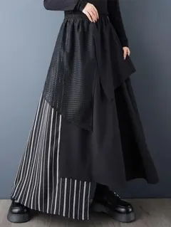 新品 オシャレデザイン Aライン ロングスカート イレギュラー 切り替 個性